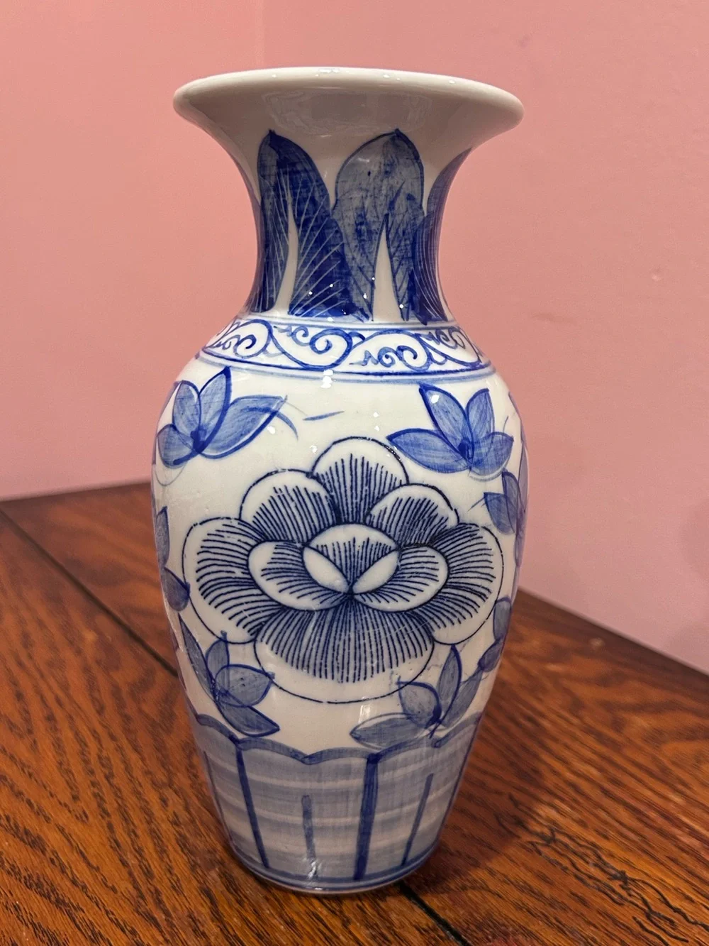 Vintage Pier 1 Imports Blue and White Floral Vase